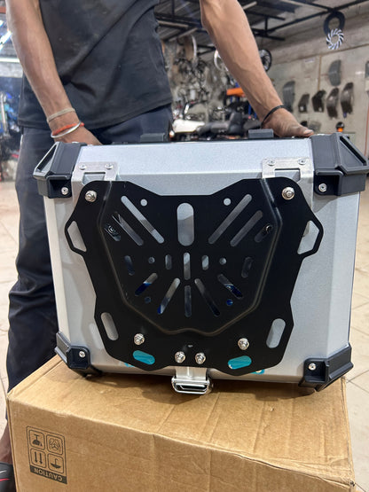 BS Auto 45L Aluminium Top Box – Black & Silver | Waterproof, Secure, Touring Luggage Case