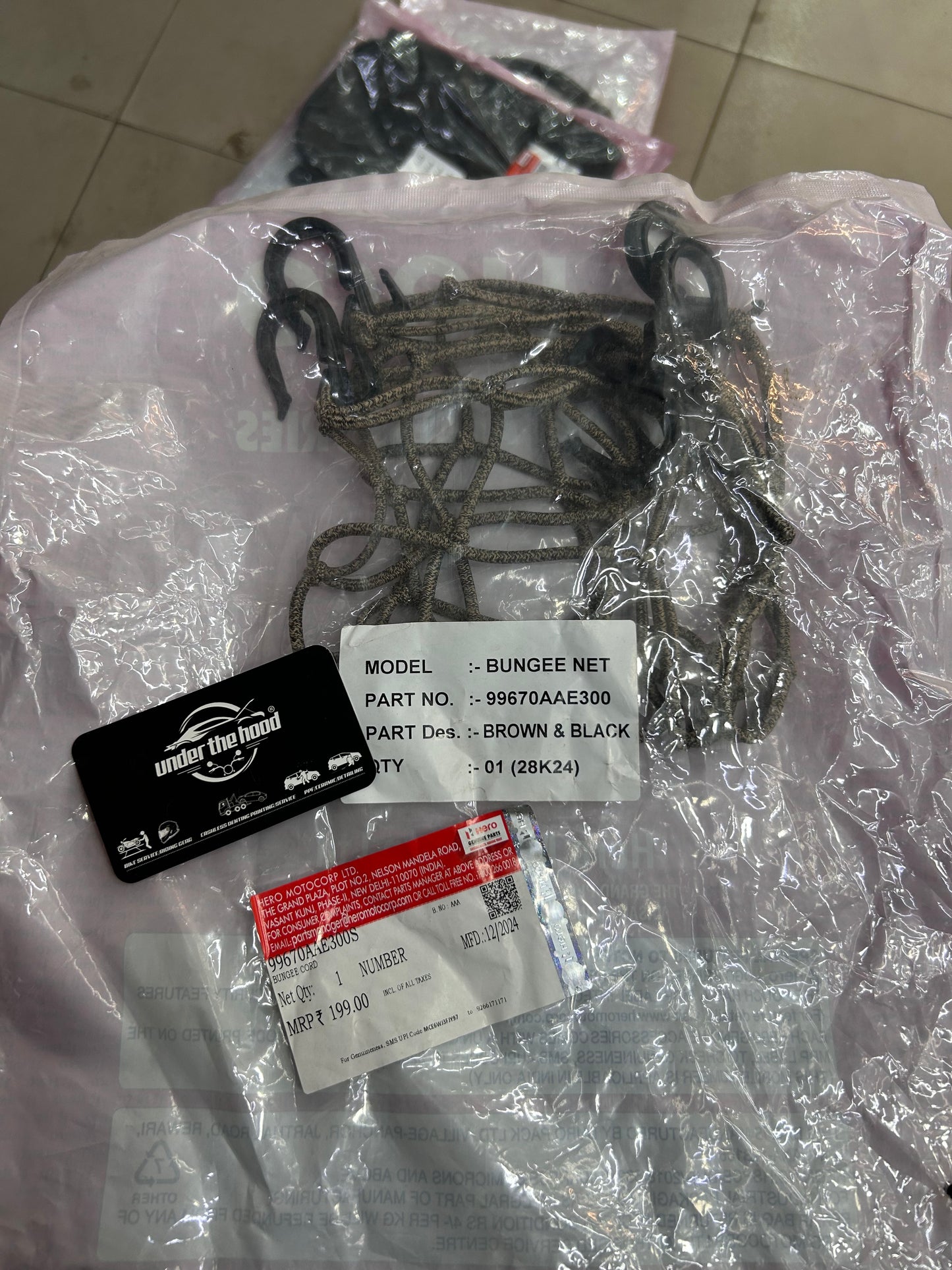 Hero Genuine Bungee Cord and Net 99670AAE300S | Motorcycle Luggage Net