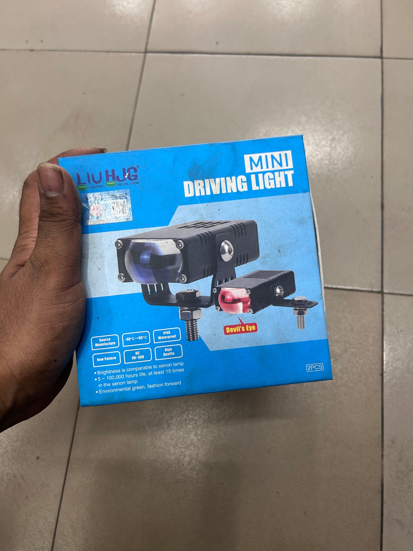 HJG Waymaker Dual Colour Fog Lights with Red Devil Eye (2 Pcs Set) – Universal LED Fog Lamps for Bikes, Cars & SUVs