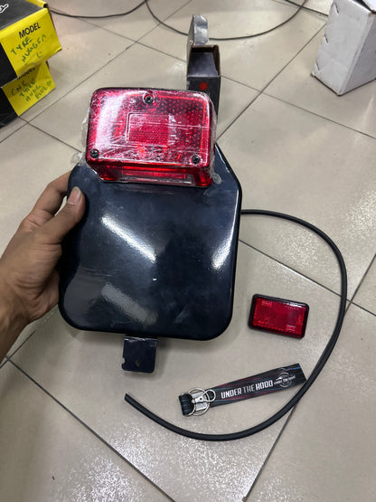 HKK Old Model Vintage Backlight & Number Plate Kit – Royal Enfield Classic 350/500 UCE & Bullet Standard 350/500 | Lumax Tail Light + Genuine RE Reflector + Free Beading