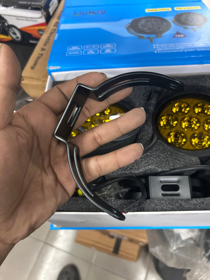 LIU HJG 70W 7-LED Round Fog / Driving Lights (Yellow) – Pair | DC 9–36V | IP68