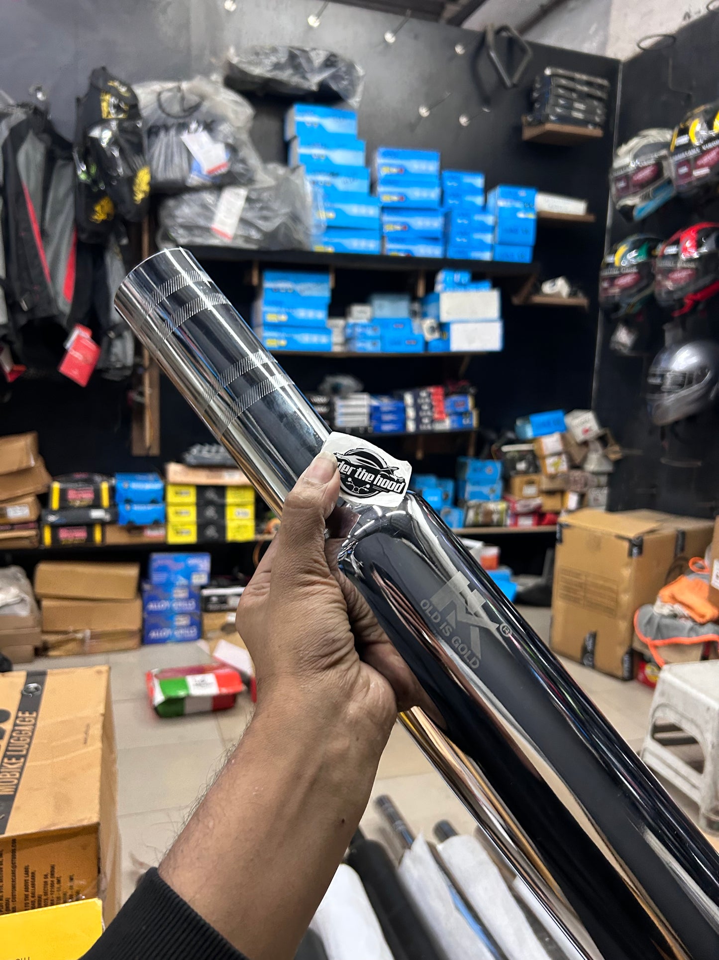 HK Long Punjab Silencer Big Mouth (Chrome) for Royal Enfield Classic 350 Reborn (J-Series) & New Bullet 350 2023+ (Battalion Black)