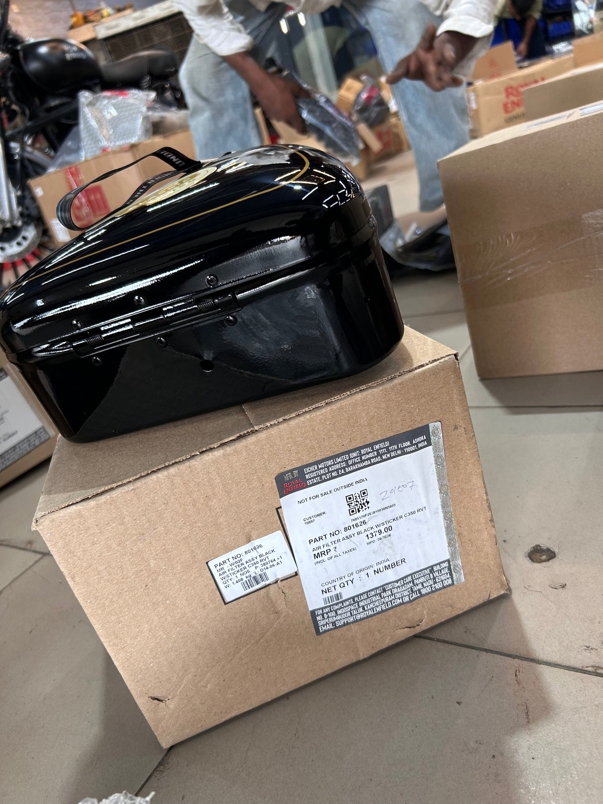 Royal Enfield Classic 350 UCE Black Air Filter Assembly with Sticker – 801626