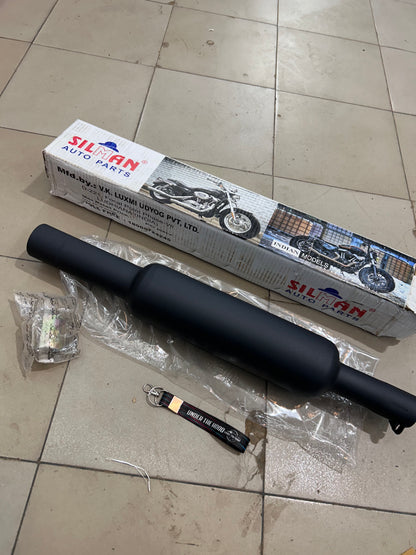 Silman Short Punjab Big Mouth 57mm Black Silencer for Classic 350 Reborn, Meteor 350 & Bullet 350 J-Series | LSM4-B