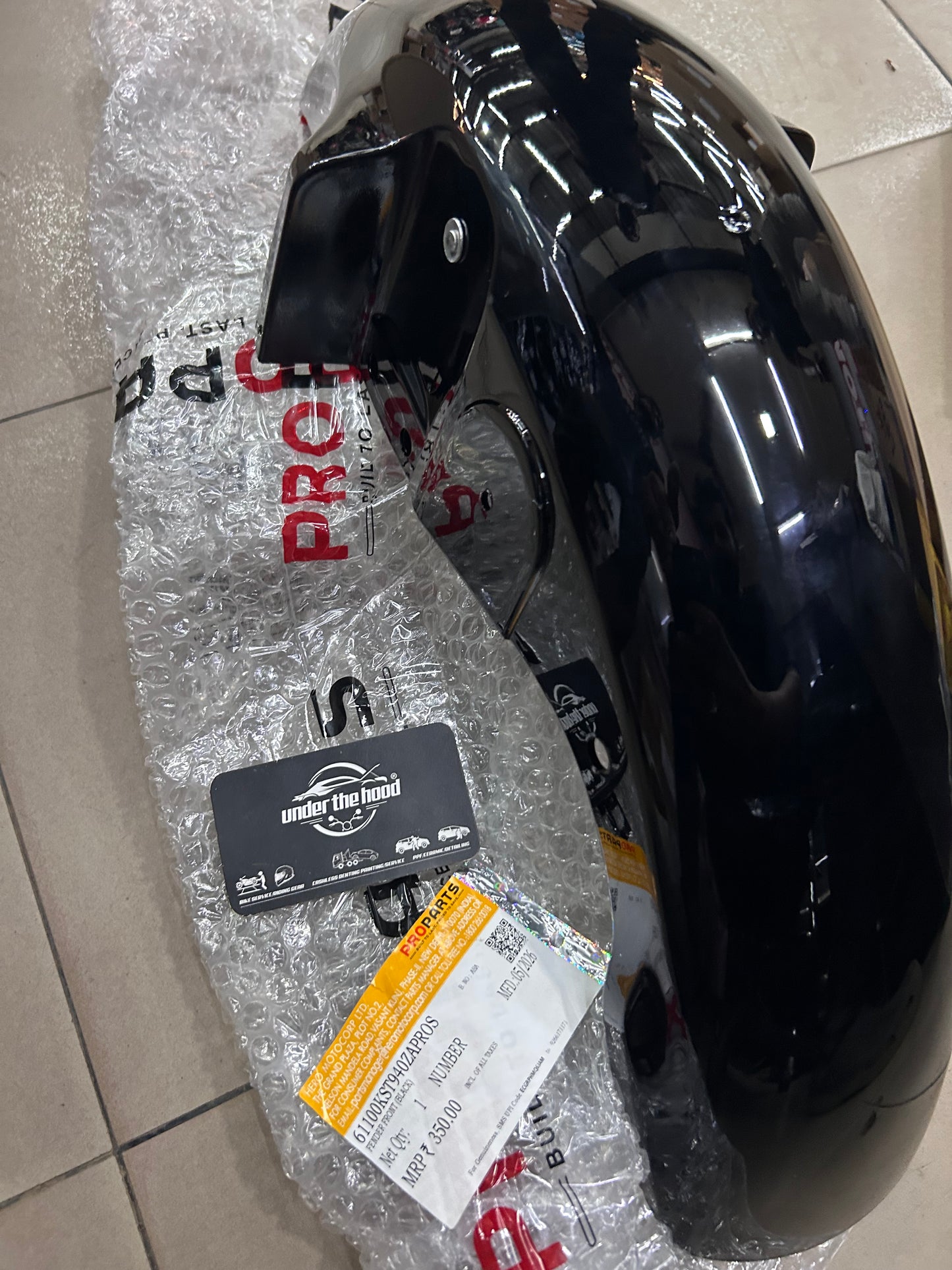 Hero ProParts Splendor Plus / Splendor Pro / HF Deluxe / HF Dawn Front Fender Black | Affordable Genuine Hero Front Mudguard | 61100KST940ZAPROS