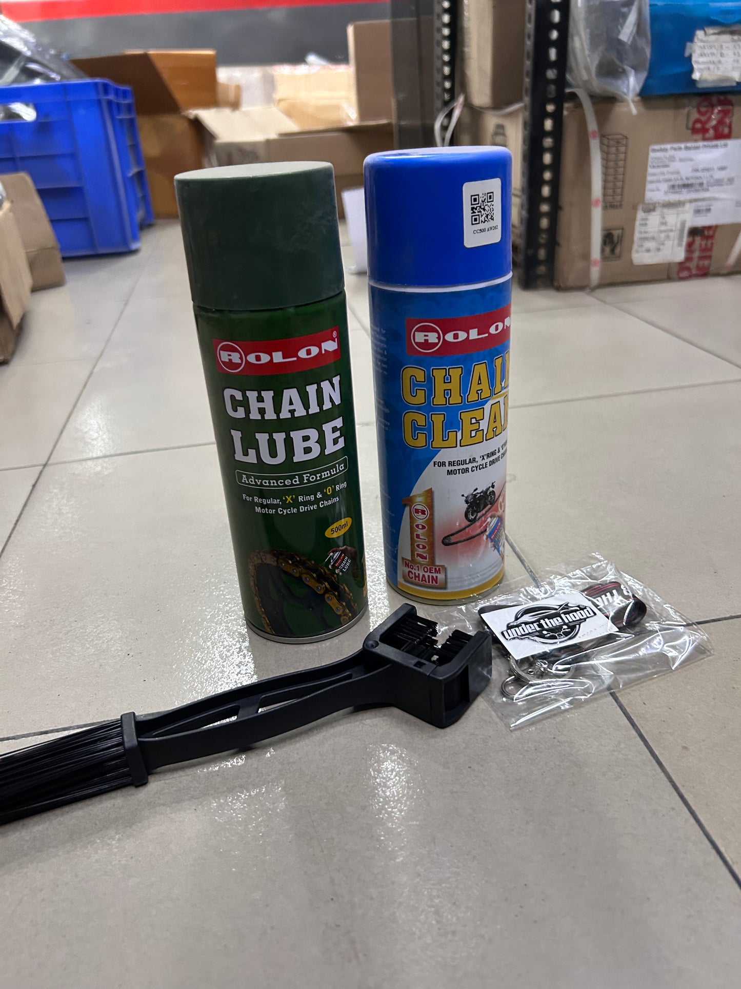 Rolon Chain Care Kit 500ml – Chain Cleaner, Chain Lube & Brush Combo for Motorcycle Chains