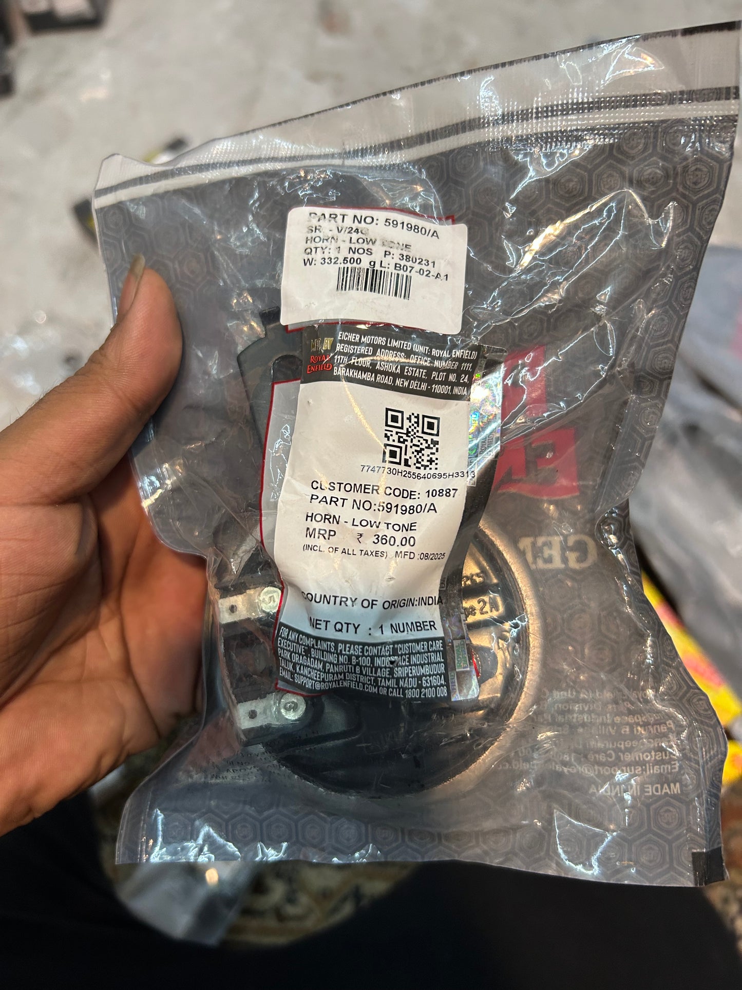 Royal Enfield 591980/A Horn – Low Tone OEM Horn for Classic 350, Bullet 500, Thunderbird 350/500 & Continental GT