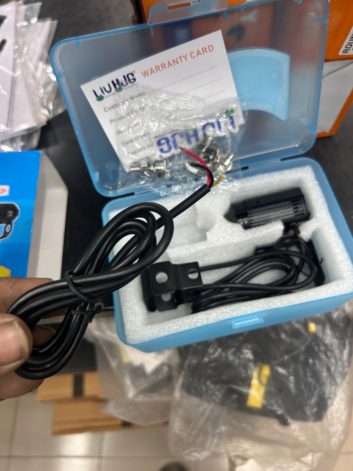 HJG Mini Drive Fog Light with Red Devil DRL & Flasher – Compact White/Yellow Projector | Universal Fit for Bikes, Scooters & Cars (Set of 2)