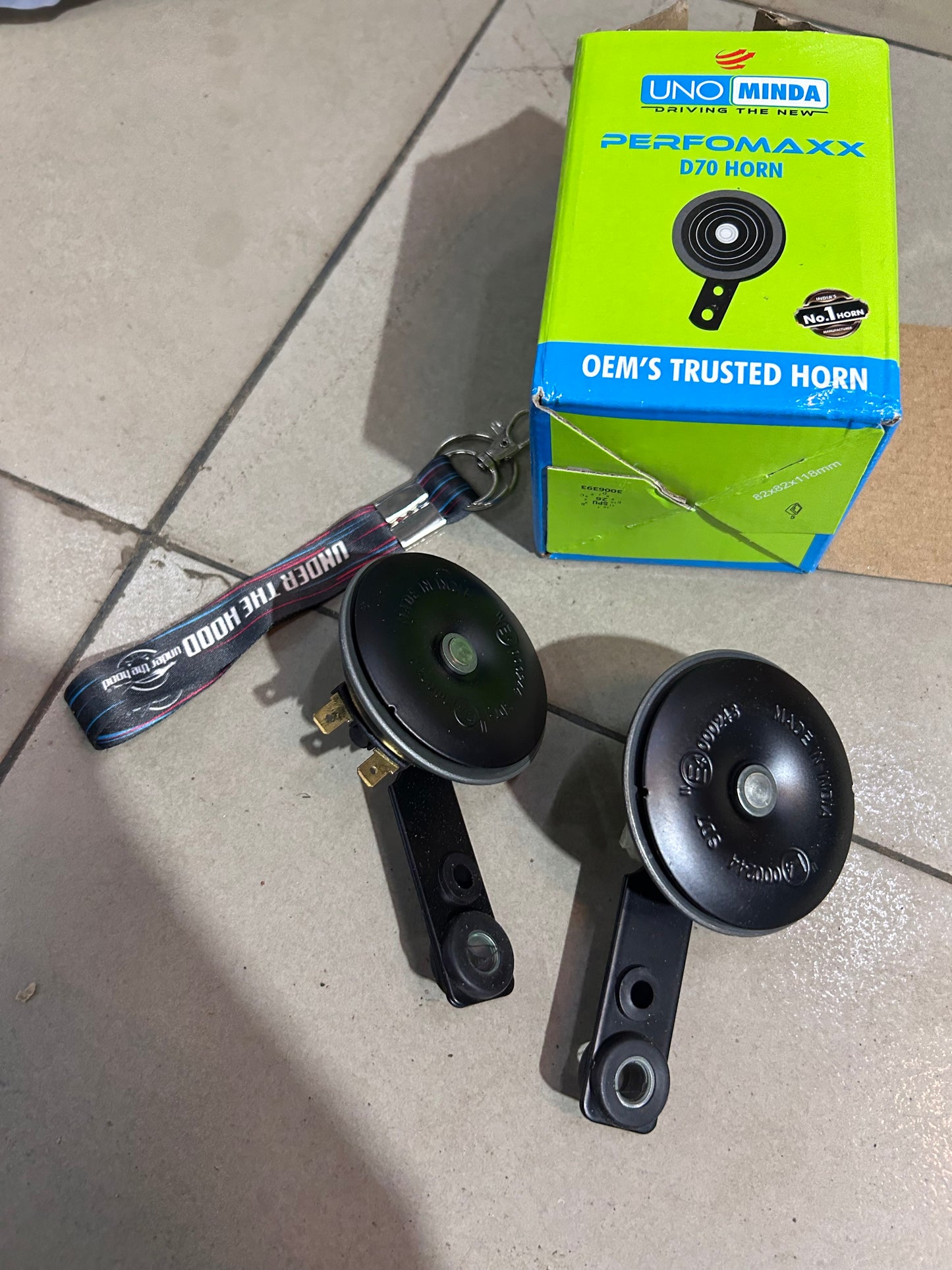 UNO Minda D815319 Performaxx D70/K70 Dual Horn Set for Bajaj Pulsar – 12V 70mm High + Low Tone, Pair of 2