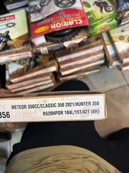 Rolon HPOR 356 High-Performance O-Ring Chain & Sprocket Kit for Royal Enfield Meteor 350, Classic 350 Reborn & Hunter 350 (15T/42T, 520, 104 Link)