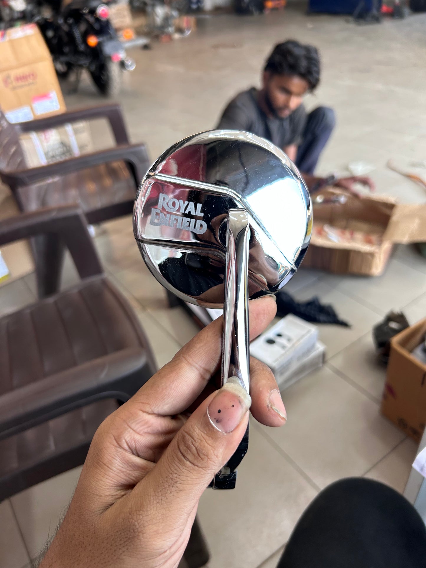 Royal Enfield Replica Bar End Mirror – Universal Fit for Classic, Interceptor, Meteor & More