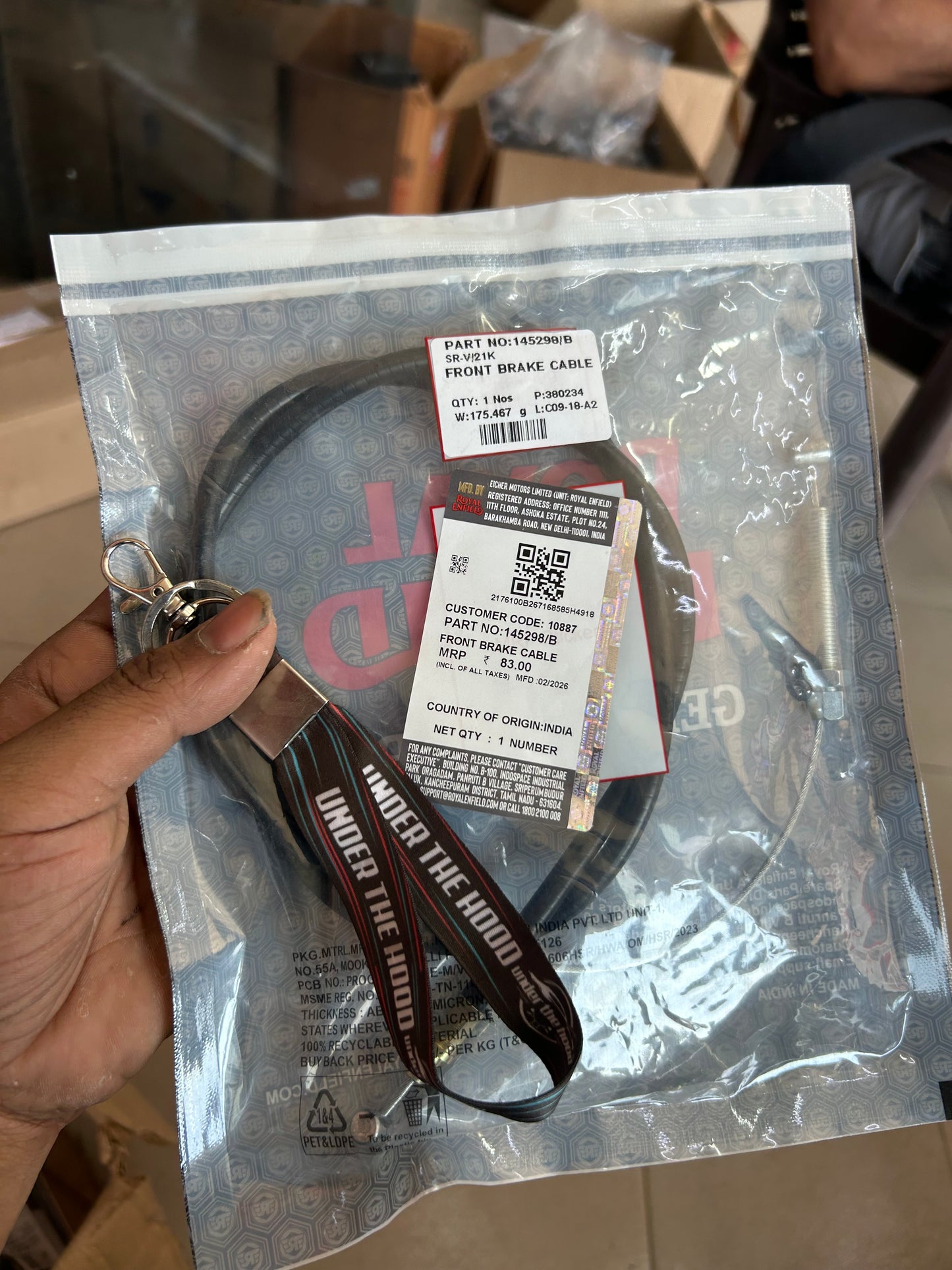 Royal Enfield 145298/B Front Brake Cable – OEM for Bullet 350 UCE Front Drum Brake Only