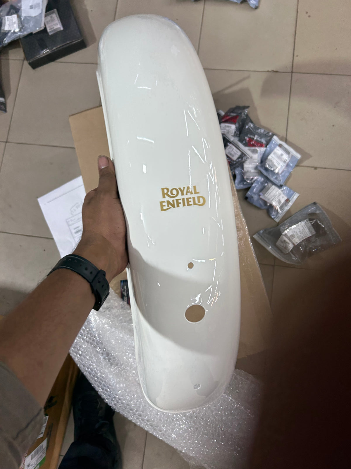 Rear Mudguard Complete With Sticker (Classic Ash, BS4/BVI) for Royal Enfield Classic 350 UCE – 823063