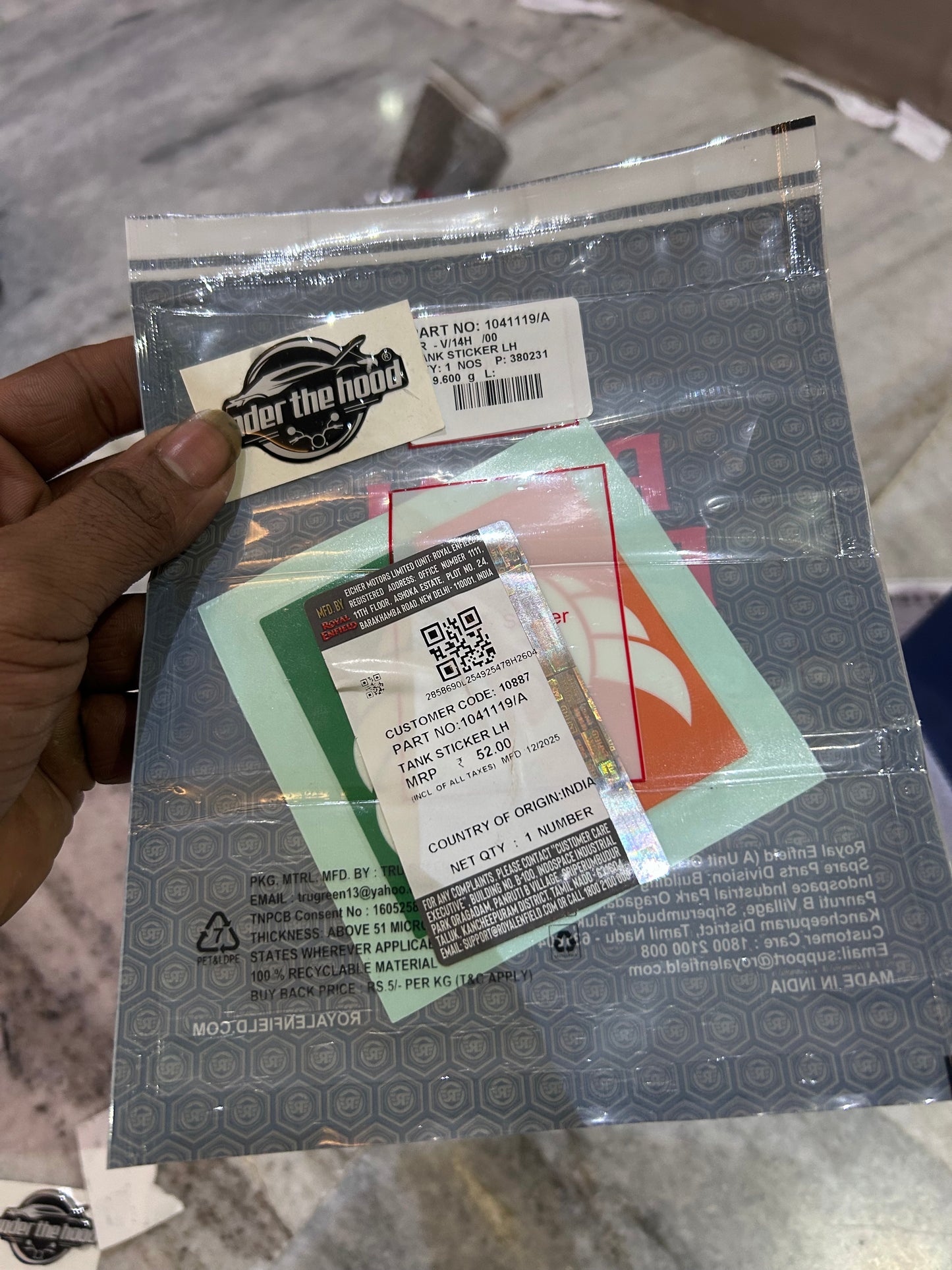 Genuine Royal Enfield Fuel Tank Sticker LH for Classic 350 ABS (BS4) | 1041119/A