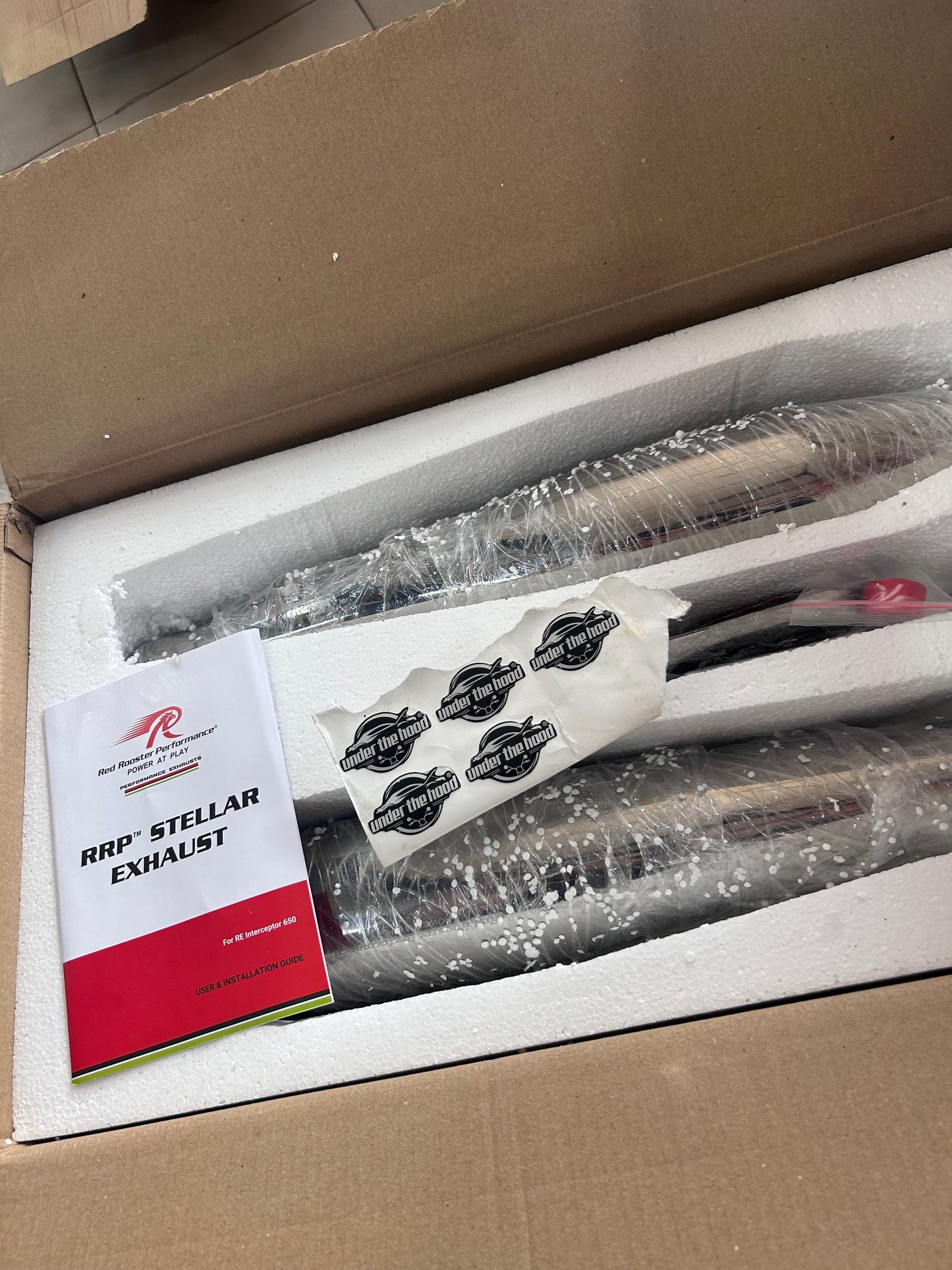 Royal Enfield Interceptor / Continental GT 650 Red Rooster Performance Exhaust – Stellar Edition (Polished & Matte Silver)