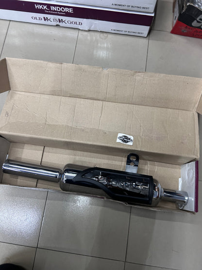 HK Indori Silencer With Heat Plate (Big Mouth, 3-Baffle) – Black/Chrome Options | For Royal Enfield Classic 350 Reborn (J-Series) & New Bullet 350 2023+ (Battalion Black)