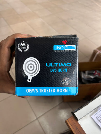 Uno Minda D95 Horn – 12V Black Disc Horn – 95mm – OEM Grade – For Royal Enfield Classic, Bullet, Thunderbird & More