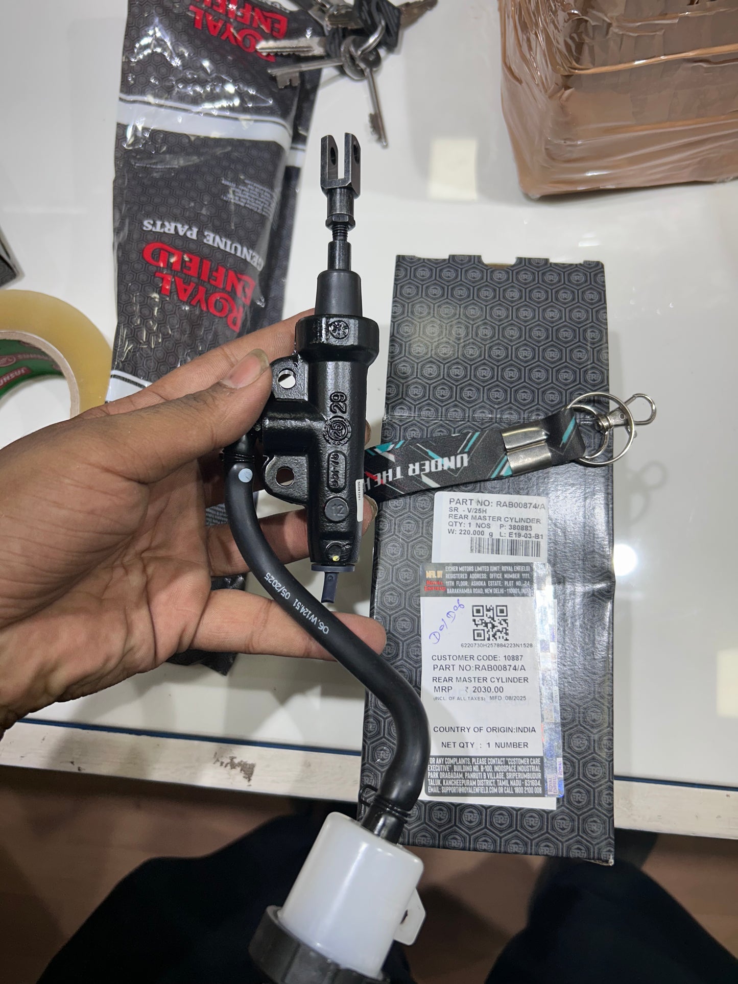 Royal Enfield RAB00874/A – Rear Master Cylinder Assembly for Hunter 350 (All Variants) – OEM