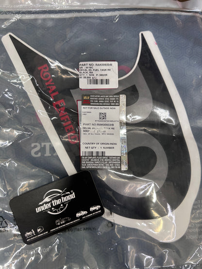 Royal Enfield Right Fuel Tank Decal 2D RE Black for Hunter 350 Dapper Grey – RAK00933/B