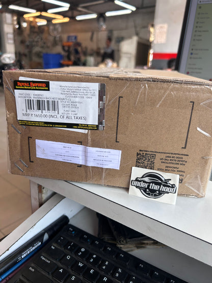 Royal Enfield Black Passenger Backrest Mounts KXA00141 — Genuine OEM Arms for Hunter 350