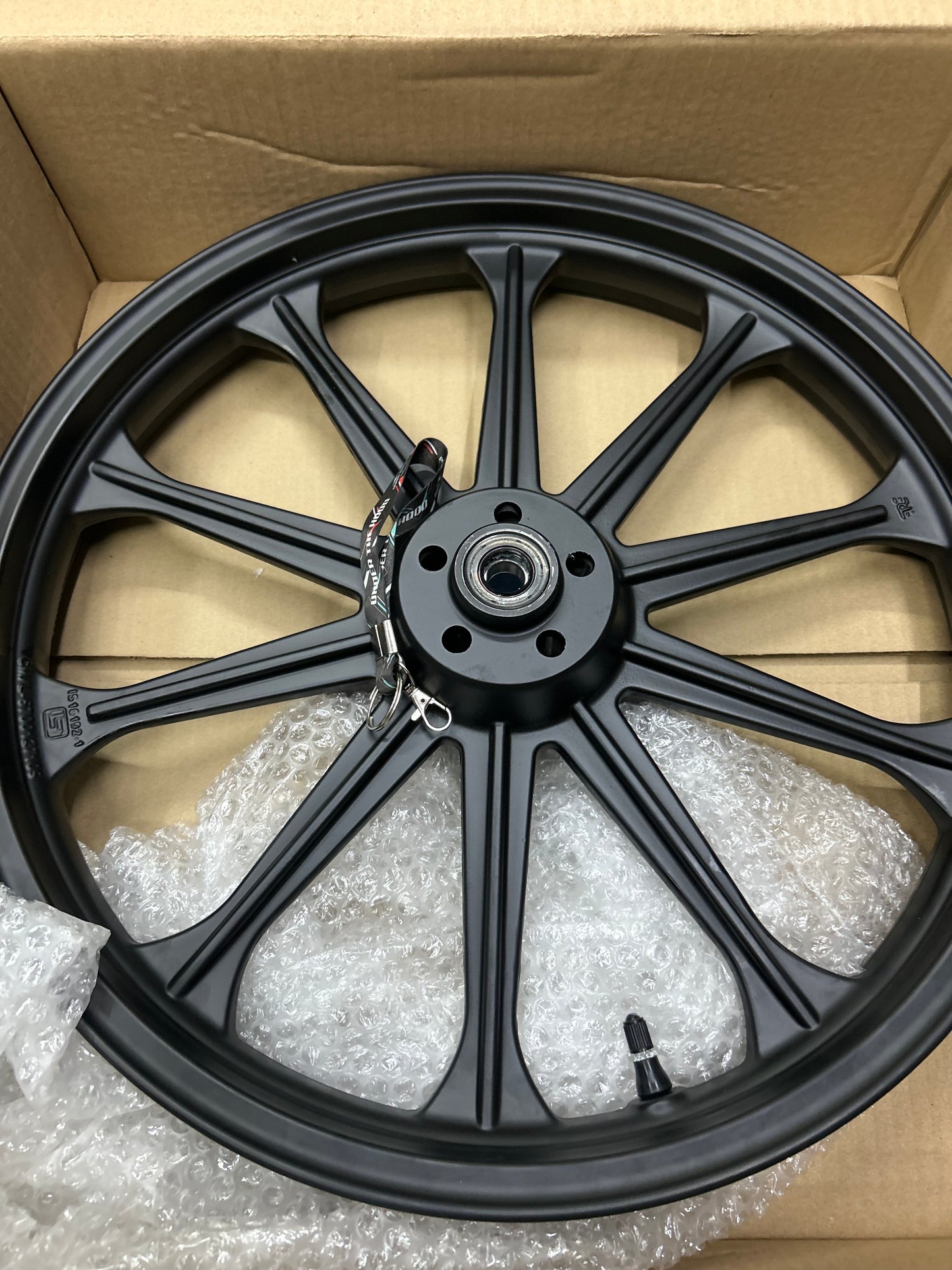 Royal Enfield Alloy Wheel Set (Front RAJ00447/A + Rear RAT00463/A) – OEM Black Alloy Wheels with Bearings & Valve for Classic 350 Reborn & New Bullet 350 (Spoke to Alloy Upgrade)
