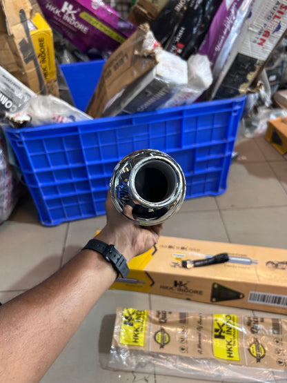 HKK Indore Stock-Style Replica Silent Silencer – Royal Enfield Classic 350 Reborn J-Series | Chrome / Black