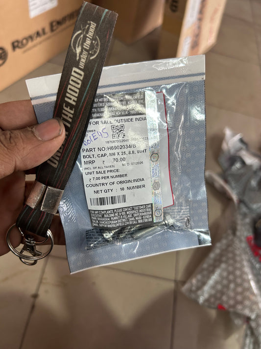 Royal Enfield M6 x 25 White Cap Bolt H6902034/B