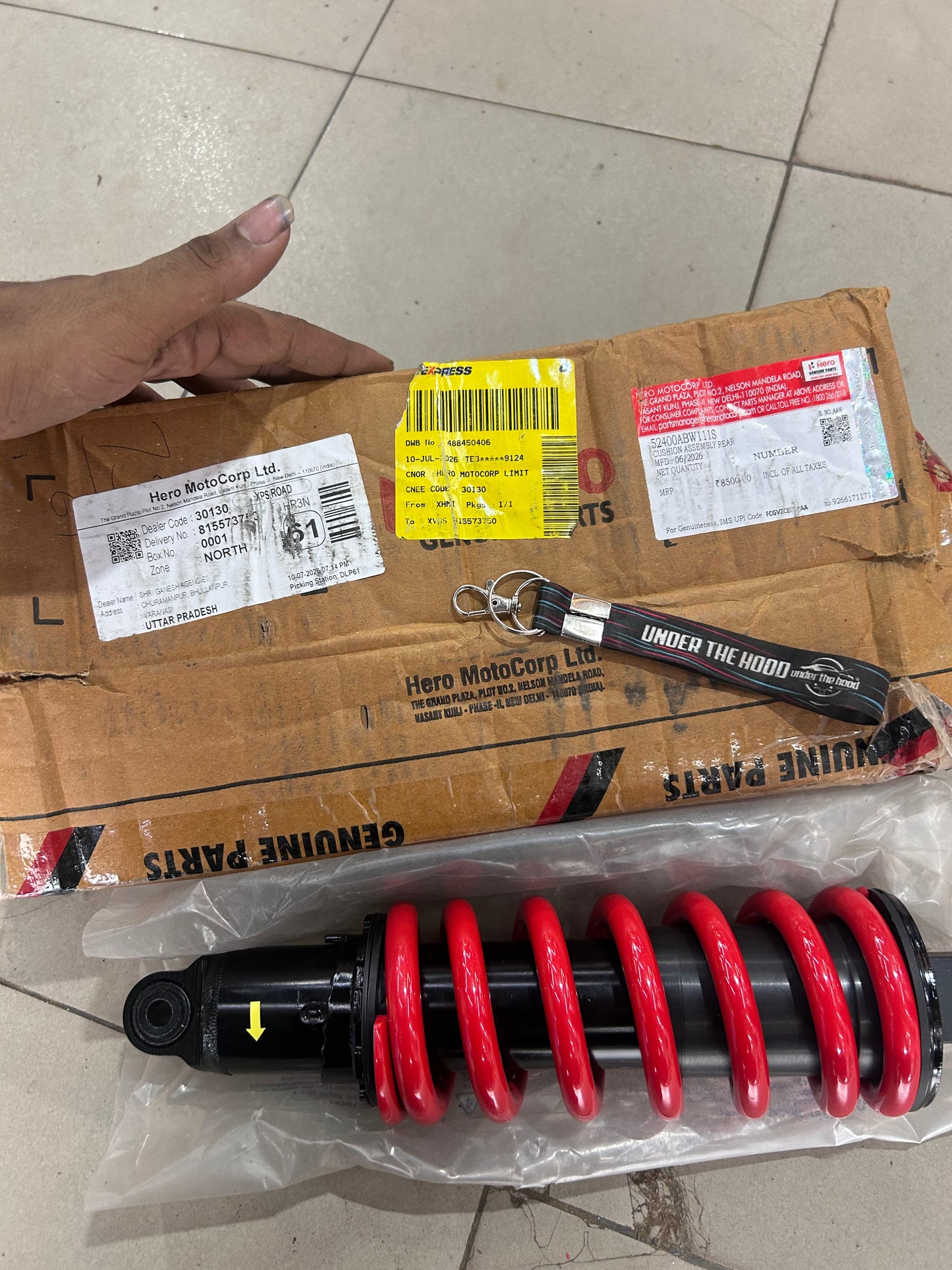 Hero Genuine Rear Suspension Assembly for Xpulse 200 | Cushion Assy Rear / Rear Shock Absorber | 52400ABW111S