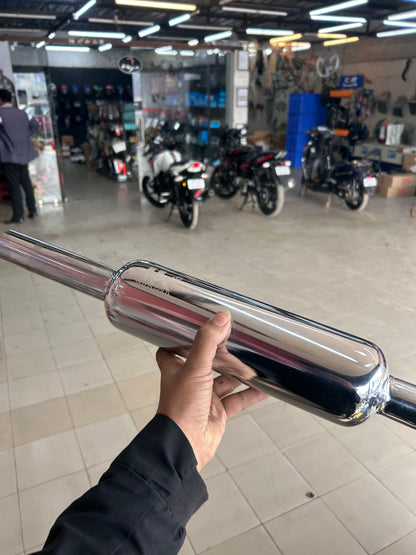 HK Mini/Chota Punjab Short Bottle Silencer (Small Mouth, Chrome) for Royal Enfield Classic 350 Reborn (J-Series) & New Bullet 350 2023+ (Battalion Black) – HK