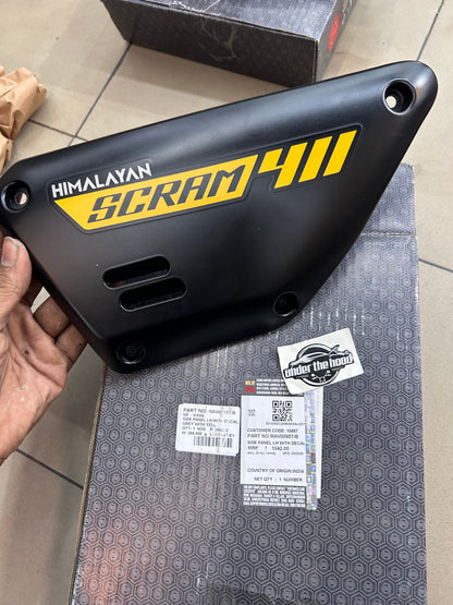 Royal Enfield RAV00957/B - Side Panel LH with Decal - Grey with Yellow for Scram 411 (Graphite Yellow) - OEM