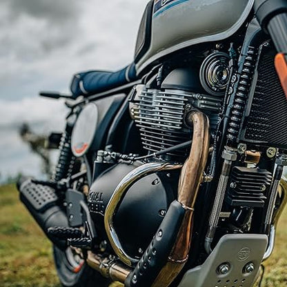 Genuine Royal Enfield 1990503 Silver Compact Engine Guards. Interceptor 650, GT 650, Bear 650. 25mm stainless steel