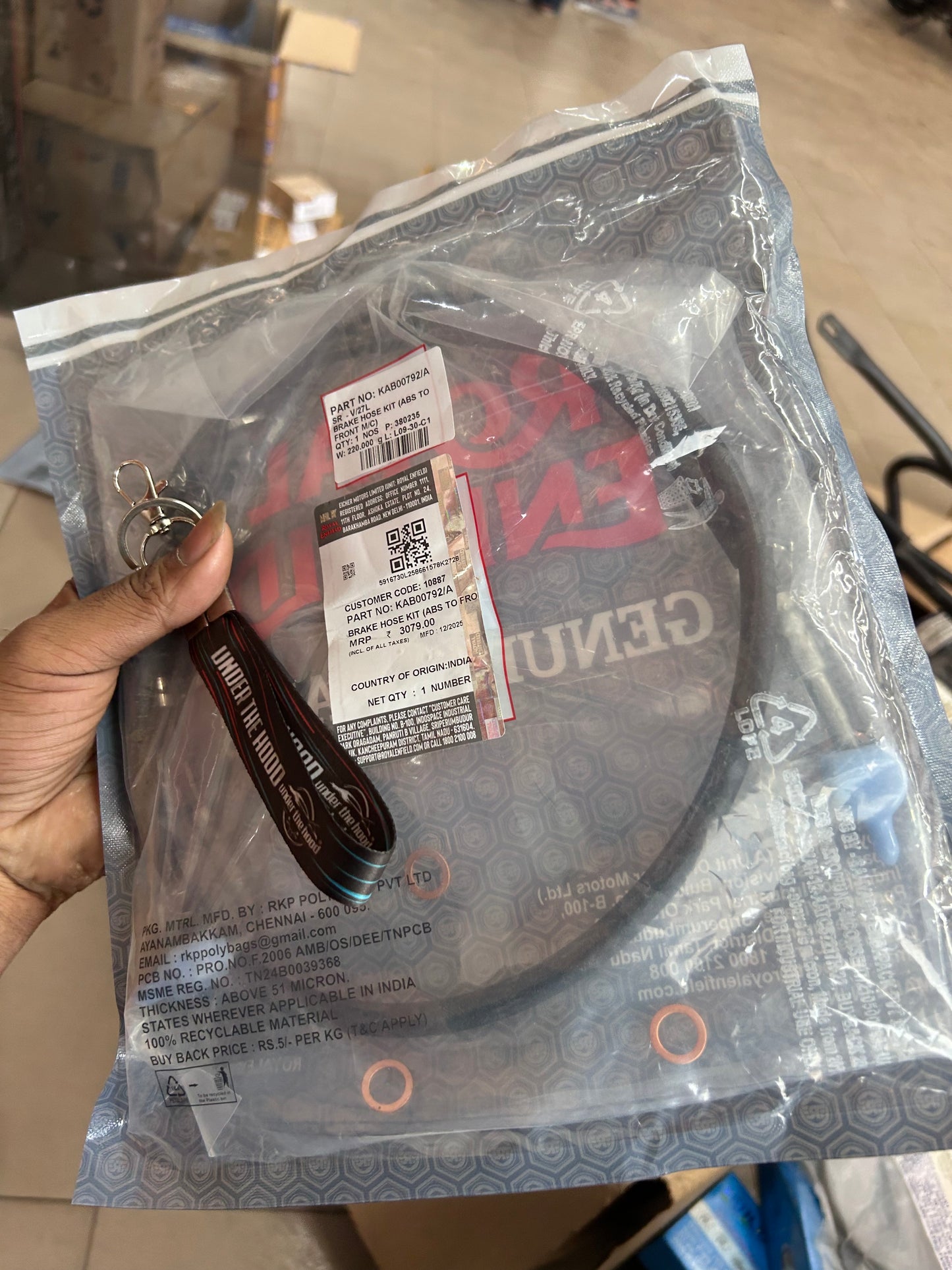 Genuine Royal Enfield KAB00792/A ABS hydraulic brake hose kit to front master cylinder GOAN 350