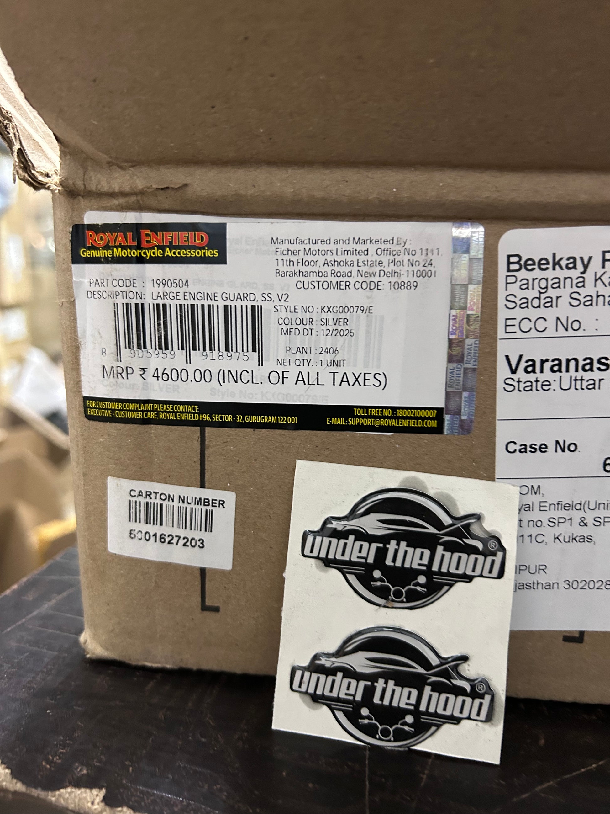 Genuine Royal Enfield stainless steel crash guard 1990504 for 650 Twins