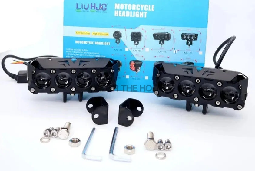 HJG 4 LED Fog Light Pack of 2 for Motorcycles and Cars