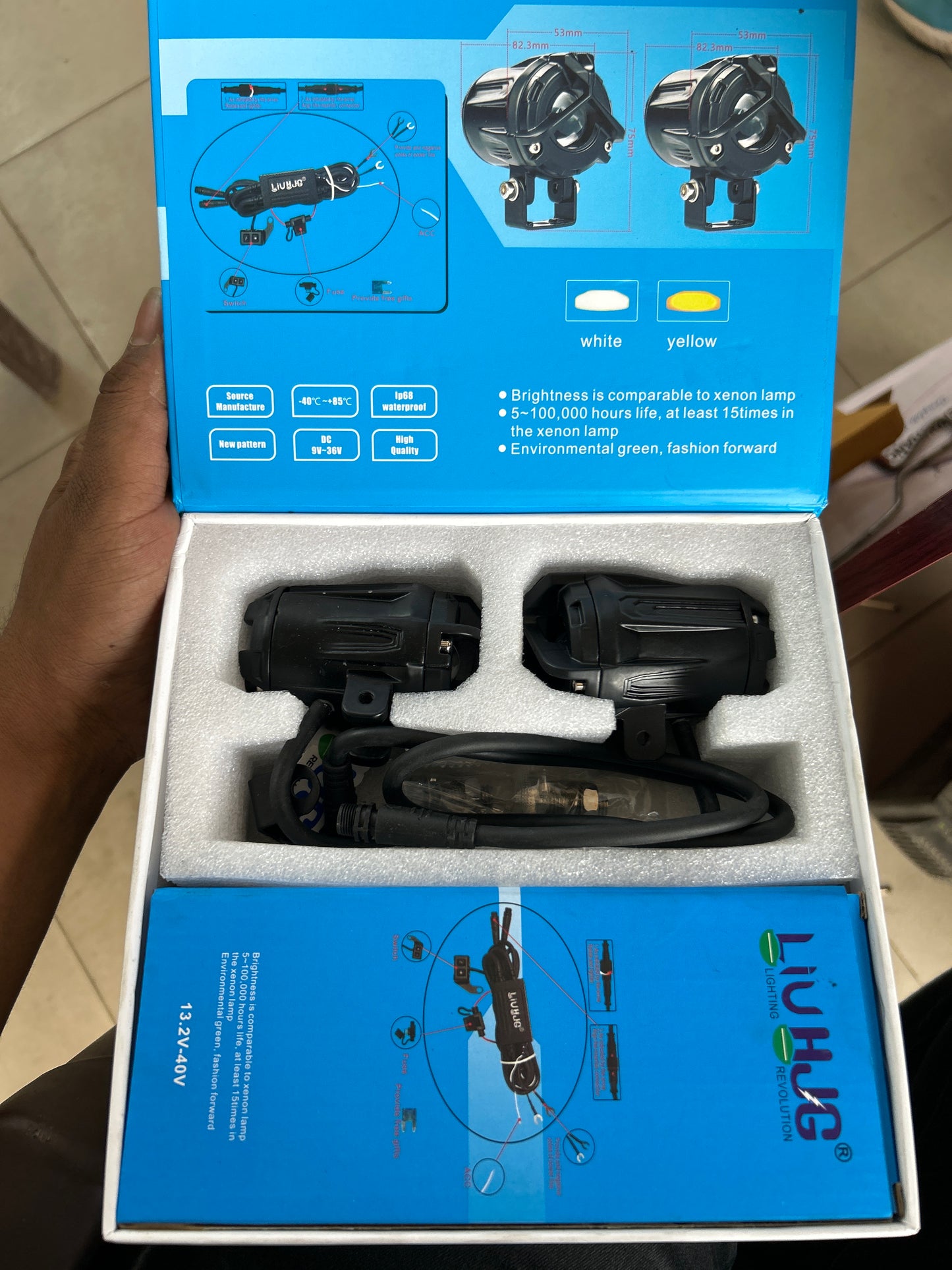 HJG Mini Y Fog Light – Compact Dual Beam LED with Harness for Bikes & Scooters

