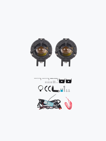 HJG Trident Premium Y Fog Light – Dual Color Beam with Harness for Bikes & Cars

