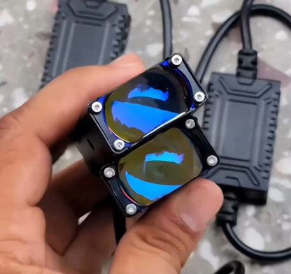 HJG Waymaker Fog Light with Red Devil Eye – White Yellow LED Pair for Cars & Motorcycles

