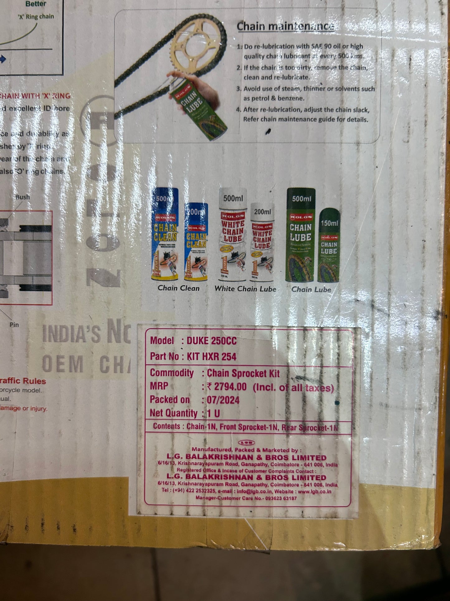 HXR 254 Rolon chain kit for Husqvarna Vitpilen 250 Svartpilen 250 R520 HXR 112 link