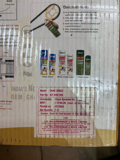 HXR 254 Rolon chain kit for Husqvarna Vitpilen 250 Svartpilen 250 R520 HXR 112 link