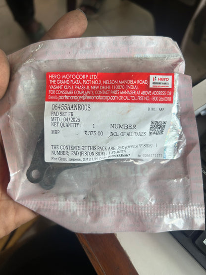 Hero 06455AANE00S Genuine Front Brake Pad Kit for Xtreme 125, Glamour, Super Splendor, Passion XPRO – OEM