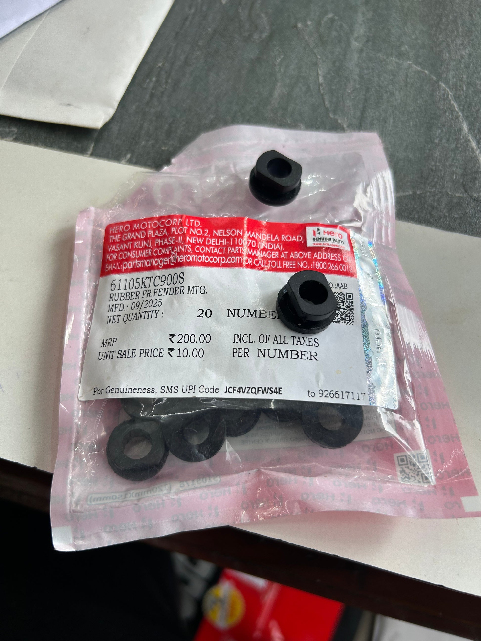 Hero 61105KTC900S front fender mounting rubber