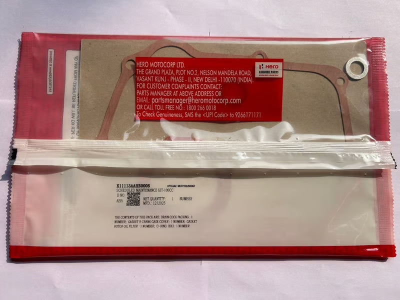 Hero Genuine Scheduled Maintenance Kit 100cc (1st/3rd) – Every 6,000 km | Oil Filter Service Kit / FSC Kit | K11113AAHB000S