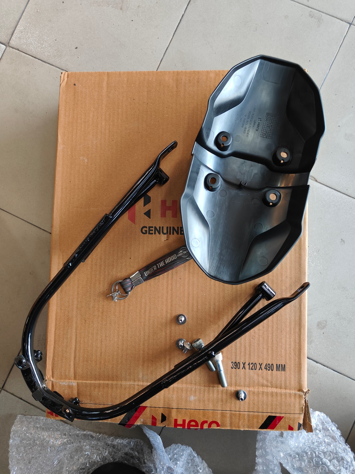 Hero Genuine Rear Hugger Fender Kit for Glamour X – Rear Mudguard / Tyre Hugger – ADJRB0L004000GS