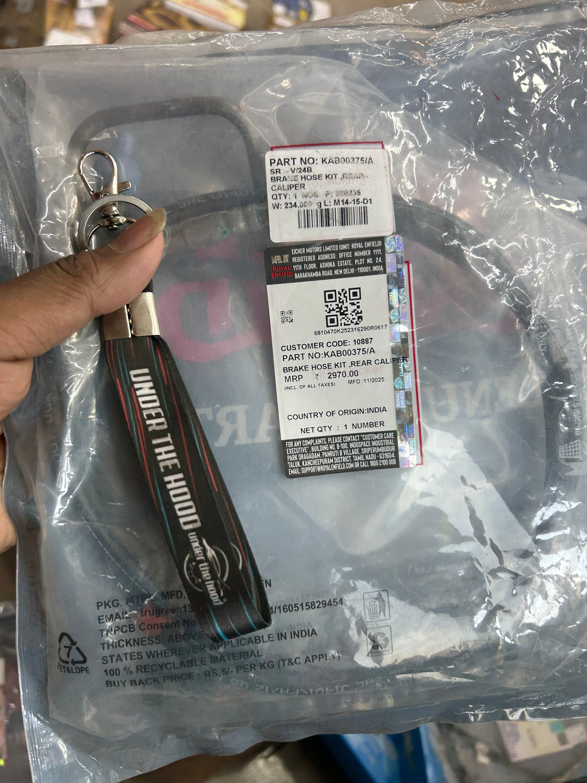 KAB00375/A rear brake line/hydraulic hose for Interceptor 650 rear caliper