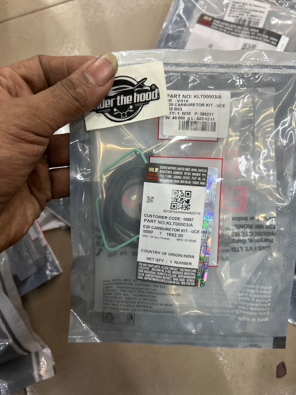 KLT00003/A E20 Carburetor Kit – Royal Enfield UCE 350 BS3 OEM – UNDER ...