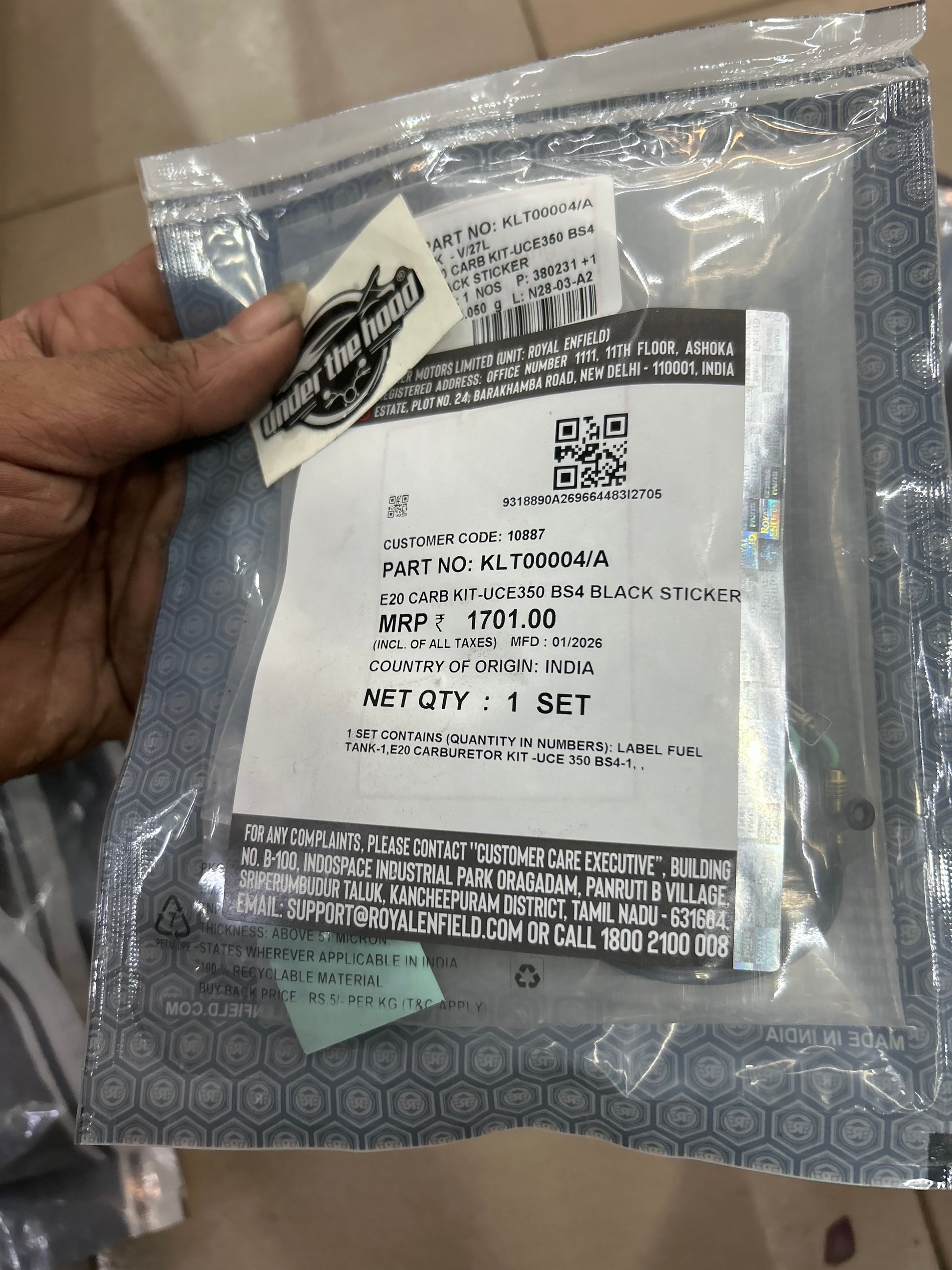 KLT00004/A E20 Carb Kit UCE 350 BS4 (Carb) | Royal Enfield