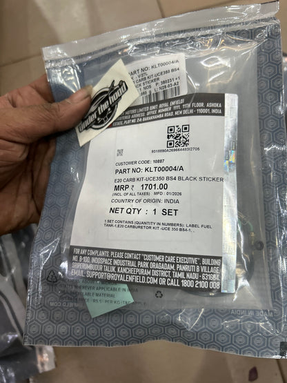 KLT00004/A E20 Carb Kit UCE 350 BS4 (Carb) | Royal Enfield
