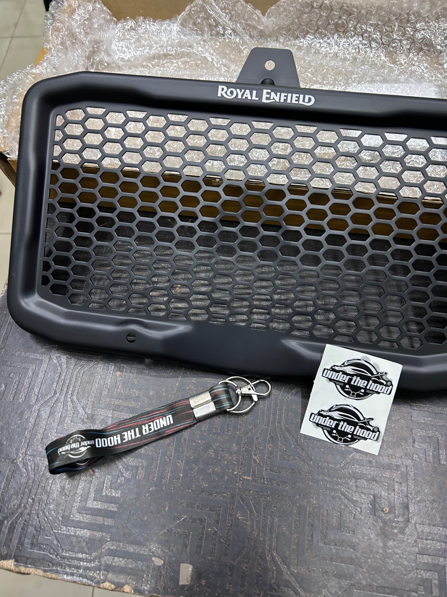 KXA00493 genuine Royal Enfield aluminium radiator guard black finish