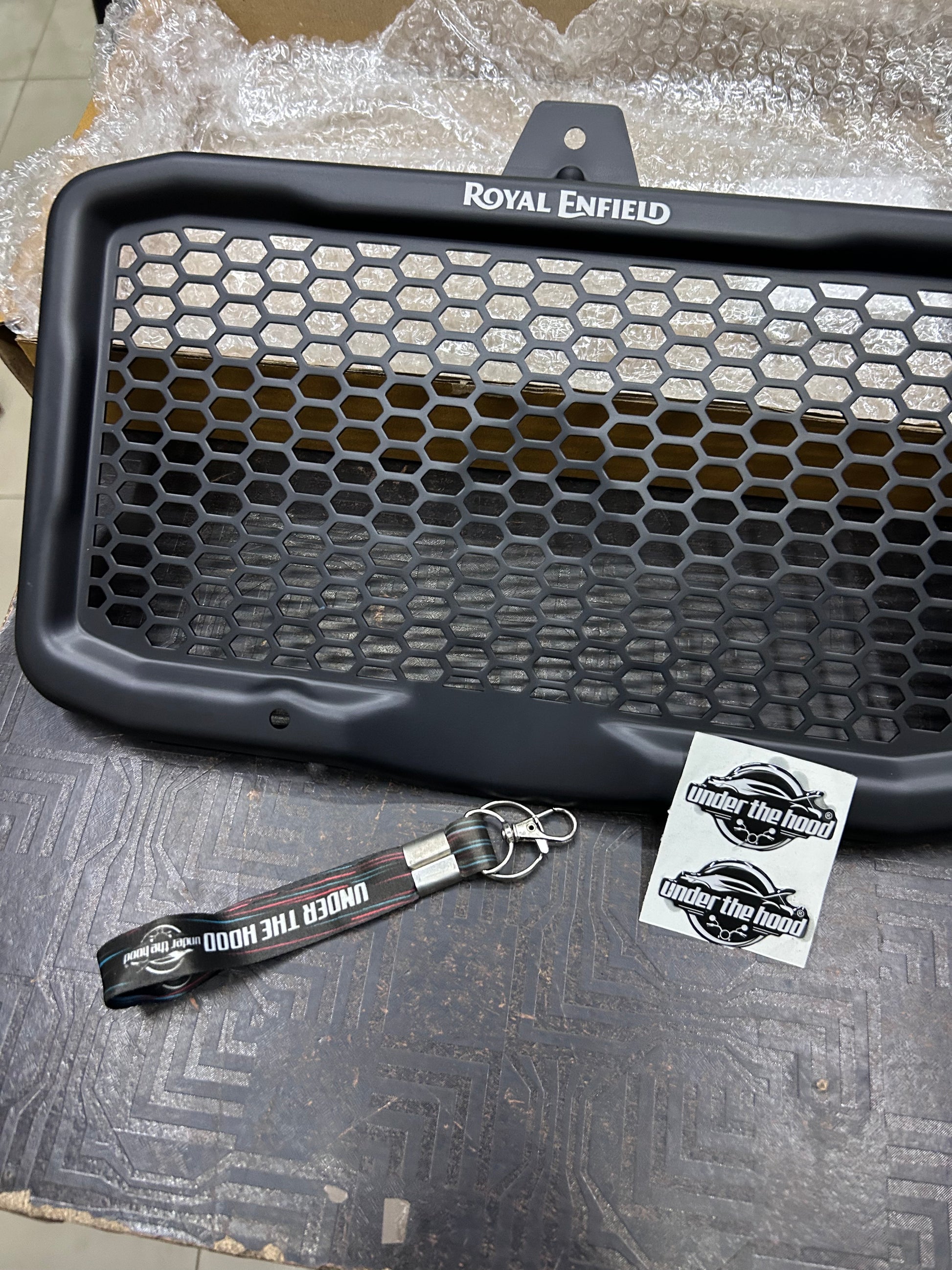 KXA00493 genuine Royal Enfield aluminium radiator guard black finish