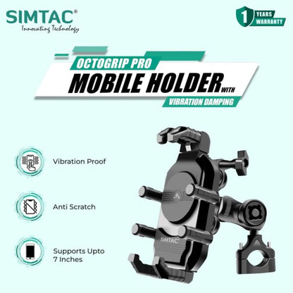 Simtac OctoGrip Pro Mobile Holder with Vibration Damper – Bike Phone Mount